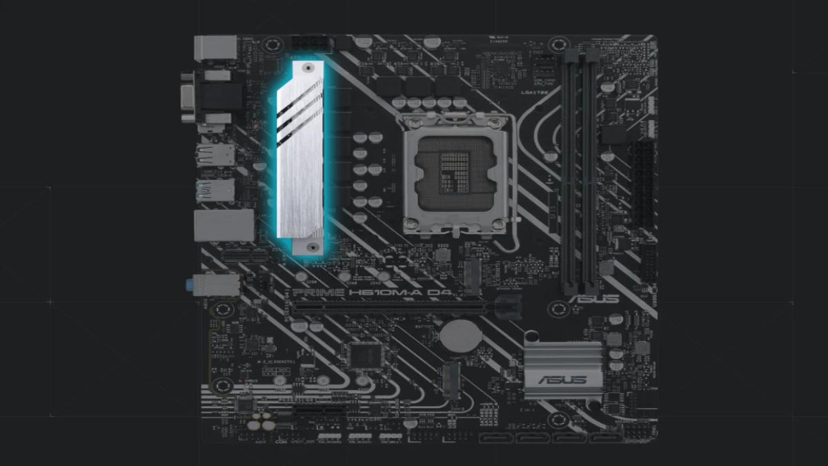 h610ma prime asus motherboard heatsink view