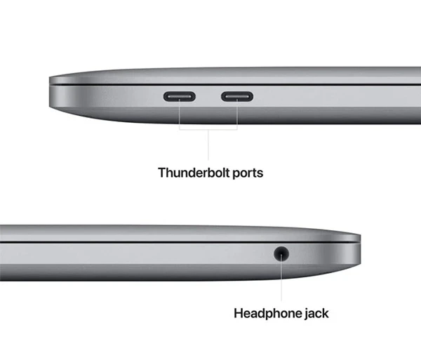 پورت های کنار لپ تاپ 13 اینچی مدل macbook pro MNEP3