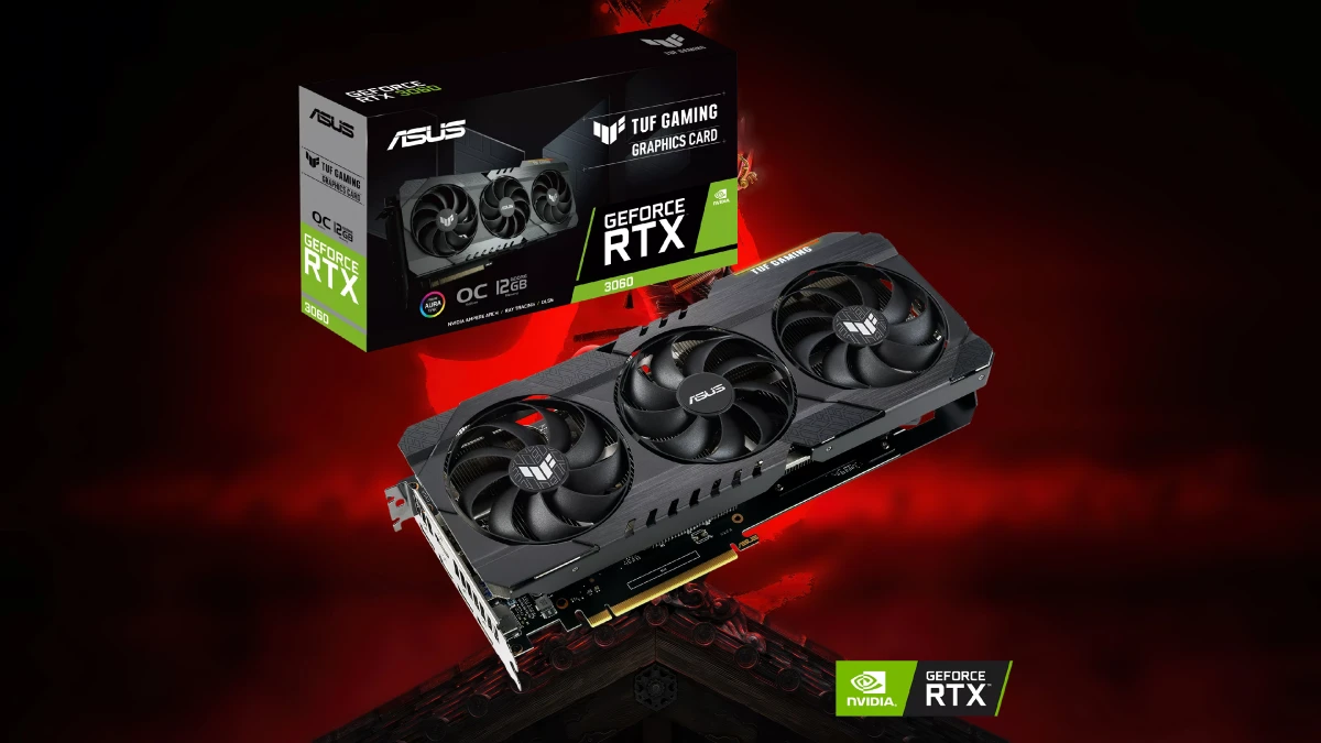 نمای کارت گرافیک TUF RTX 3060 O12G GAMING