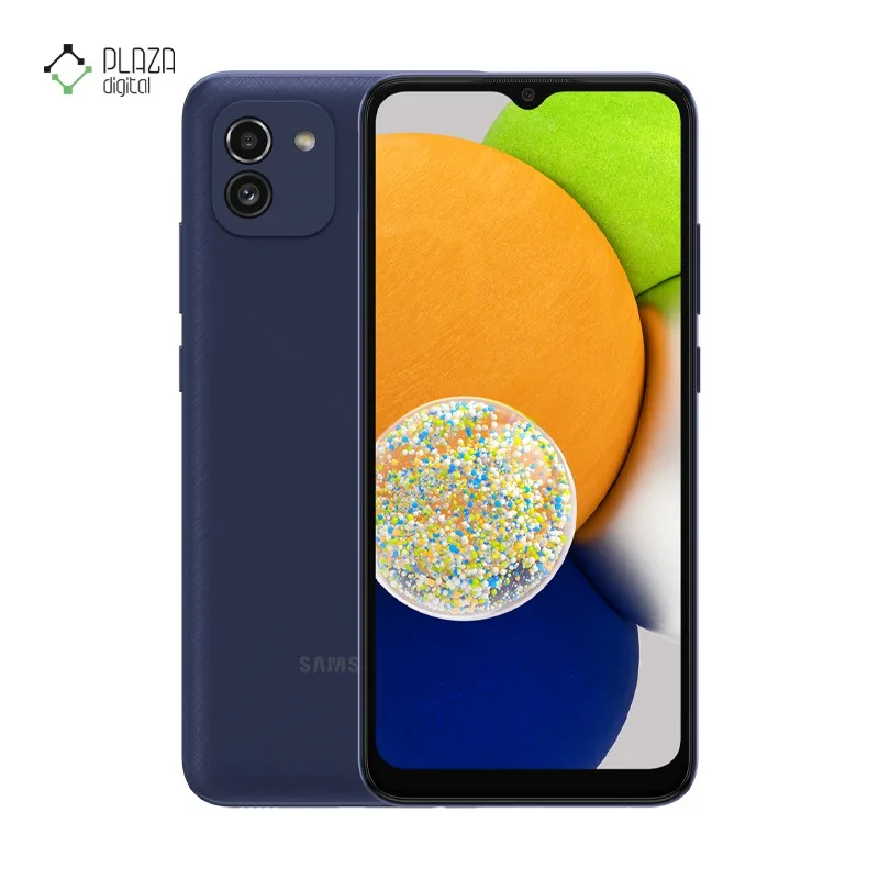 گوشی موبایل سامسونگ مدل Galaxy A03 ظرفیت 32 گیگابایت رم 3 گیگابایت رنگ سرمه ای زاویه جلو