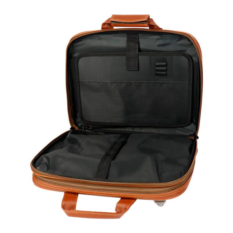 نمای داخل کیف لپ تاپ پیرکاردین قهوه ای مدل b014