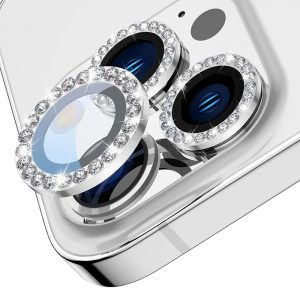 محافظ لنز دوربین نگین دار سفید مناسب برای Iphone 13/13 Pro/13 Pro Max