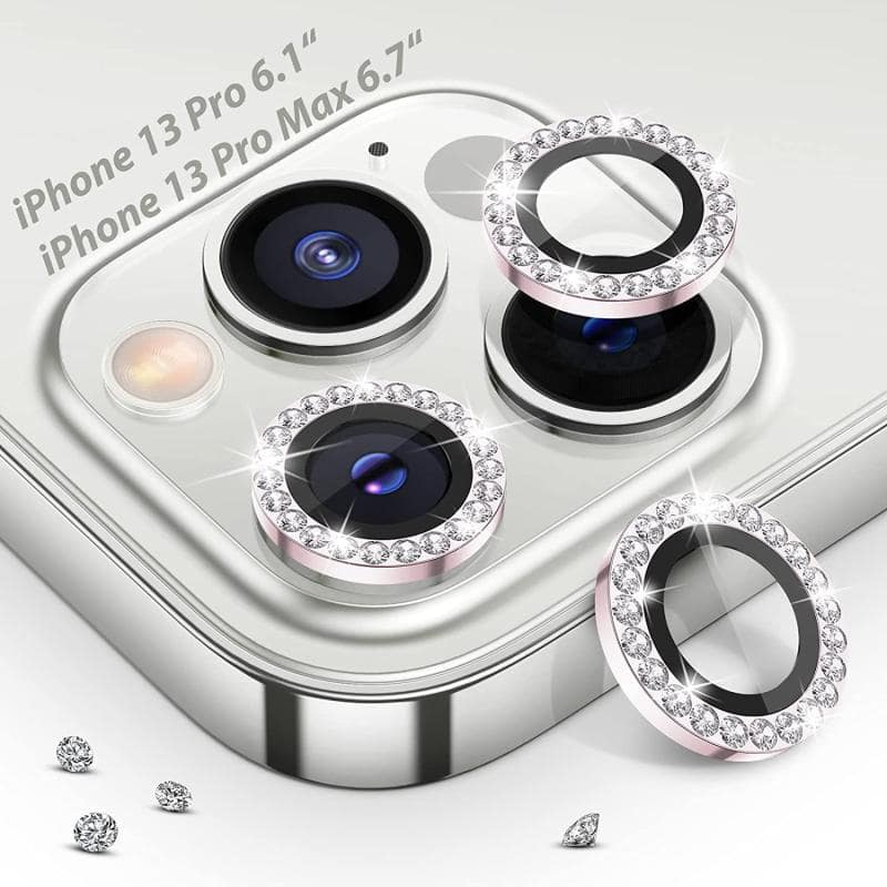 محافظ لنز دوربین نگین دار سفید مناسب برای Iphone 14/14 Pro/14 Pro Max
