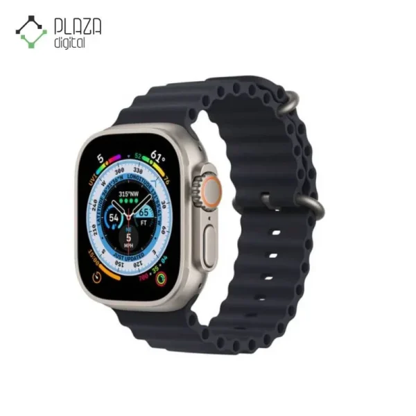 نمای راست ساعت هوشمند Apple Watch Ultra با بند اوشن مشکی