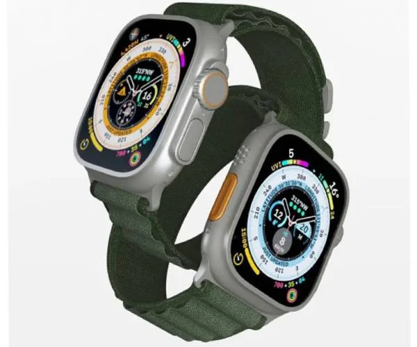 همه نمای ساعت هوشمند Apple Watch Ultra با بند لوپ گرین آلپاین