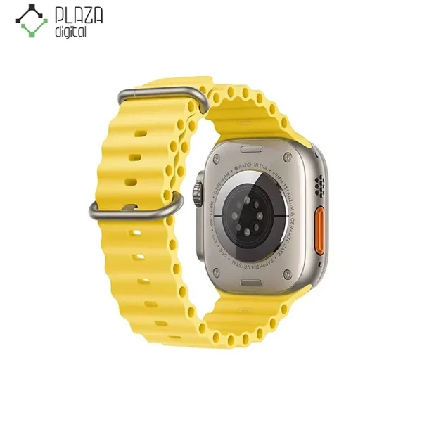 نمای پشت ساعت هوشمند Apple Watch Ultra با بند اوشن زرد