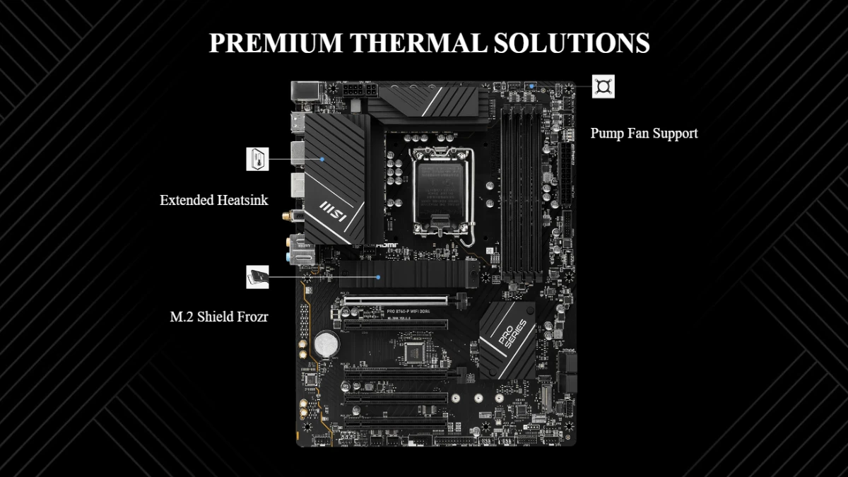 نمای مادربرد ام اس آی مدل PRO B760-P DDR4 