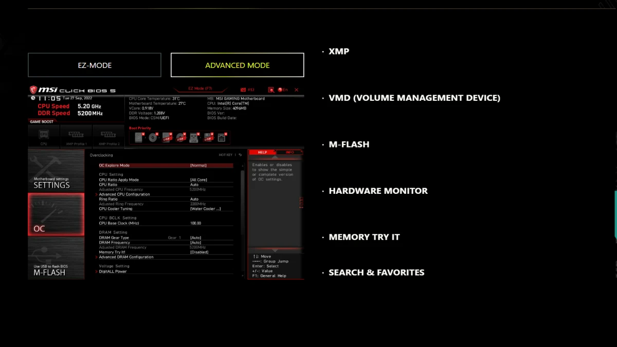 mag z790 tomahawk motherboard bios view