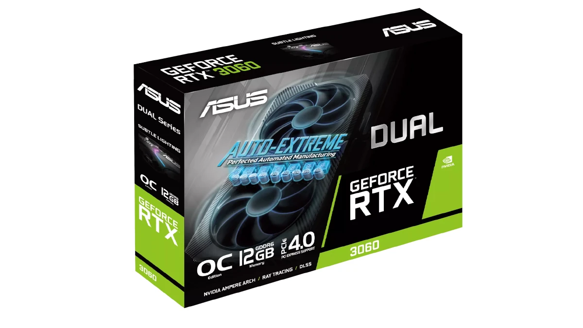 باکس کارت گرافیک ایسوس مدل DUAL RTX 3060 OC 12GB GDDR6 حافظه 12 گیگابایت