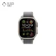 نمای رو به رو ساعت هوشمند apple watch ultra با بند سبز-خاکستری لوپ ترایل ا 49 میلی‌متر