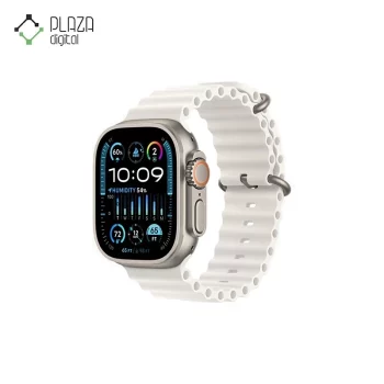 نمای اصلی ساعت هوشمند apple watch ultra با بند سفید اوشن ا 49 میلی‌متر