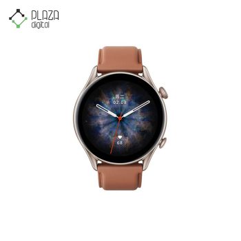 نمای رو به رو قهوه‌ای ساعت هوشمند شیائومی مدل amazfit gtr3 pro