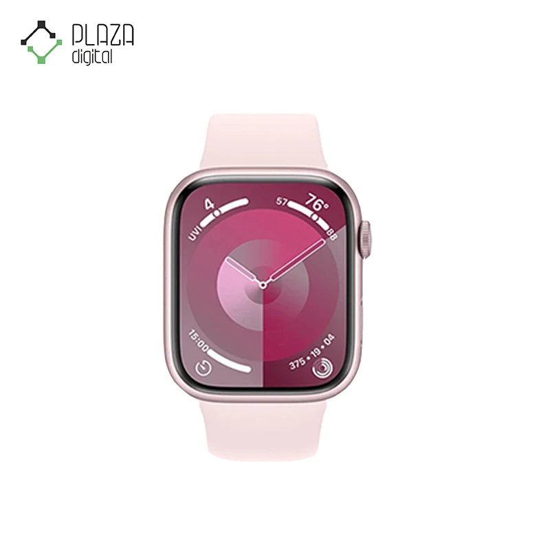 نمای رو به رو صورتی ساعت هوشمند apple watch series 9 آلومینیوم ا 41 میلیمتر