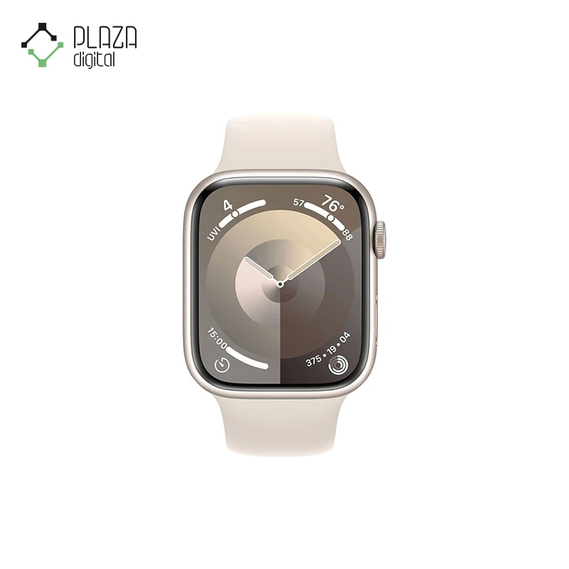 نمای رو به رو ساعت هوشمند اپل مدل Series 9 45mm Aluminum case استارلایت