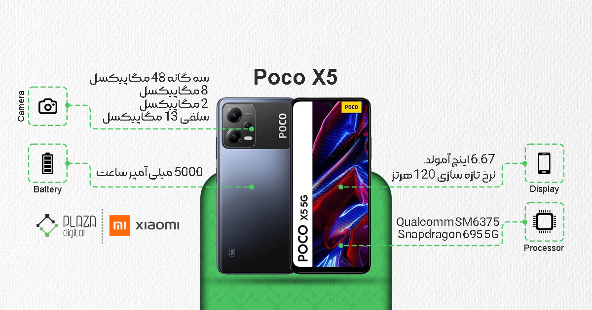 گوشی موبایل تا 10 میلیون تومان | گوشی موبایل شیائومی مدل Poco X5 ظرفیت 256 گیگابایت و رم 8 گیگابایت