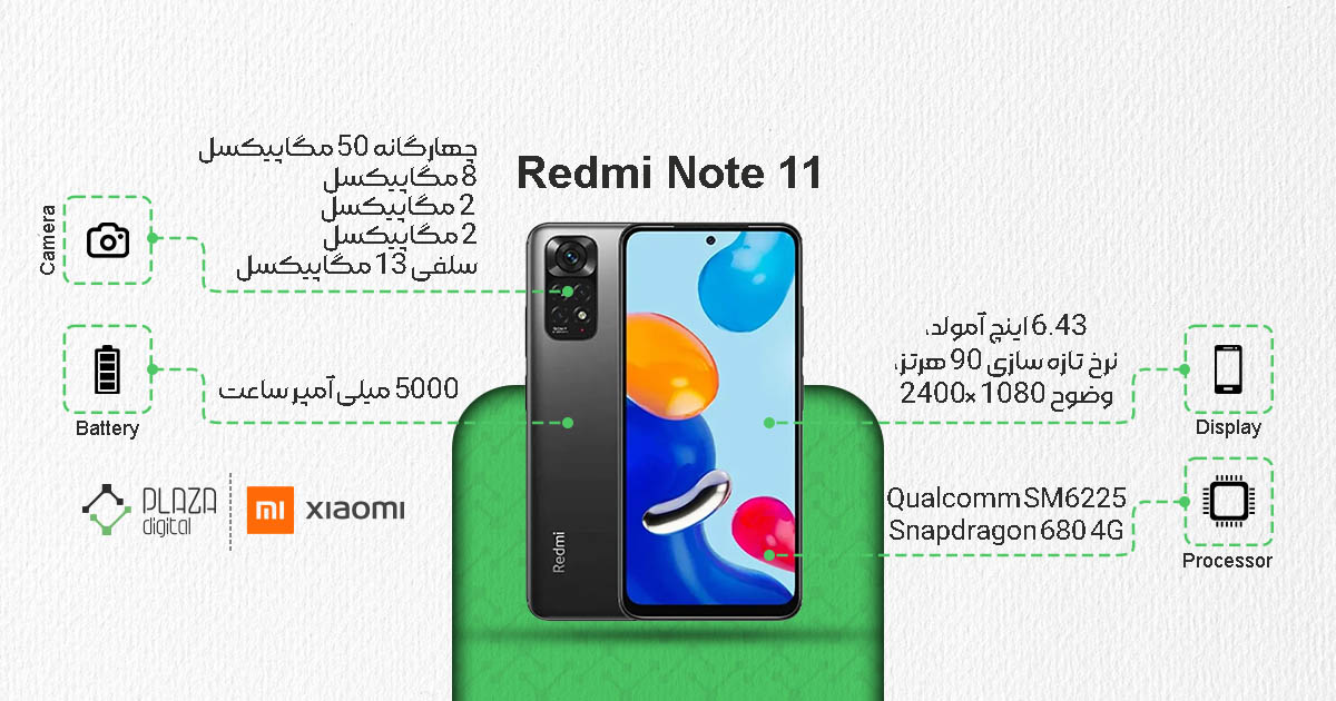 گوشی موبایل تا 10 میلیون تومان | گوشی موبایل شیائومی مدل Redmi Note 11 ظرفیت 128 گیگابایت با رم 6 گیگابایت