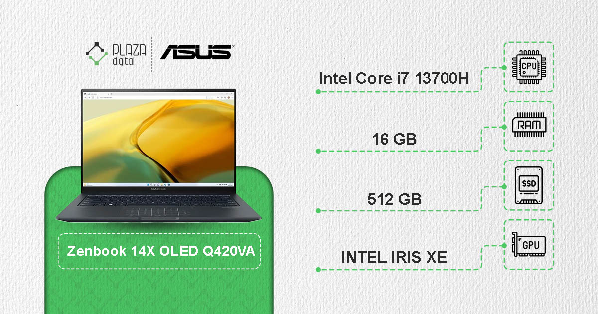 لپ تاپ 14 اینچی ایسوس Zenbook 14X OLED مدل Q420VA