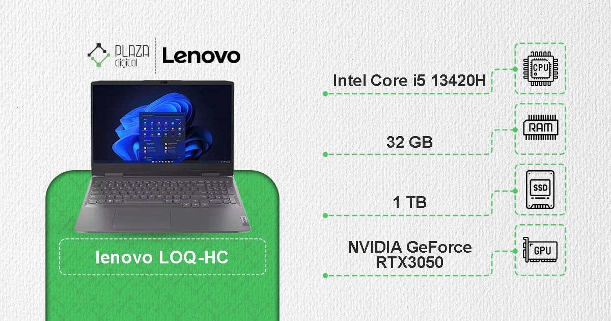 لپ تاپ گیمینگ 15.6 اینچی لنوو مدل LOQ-HC