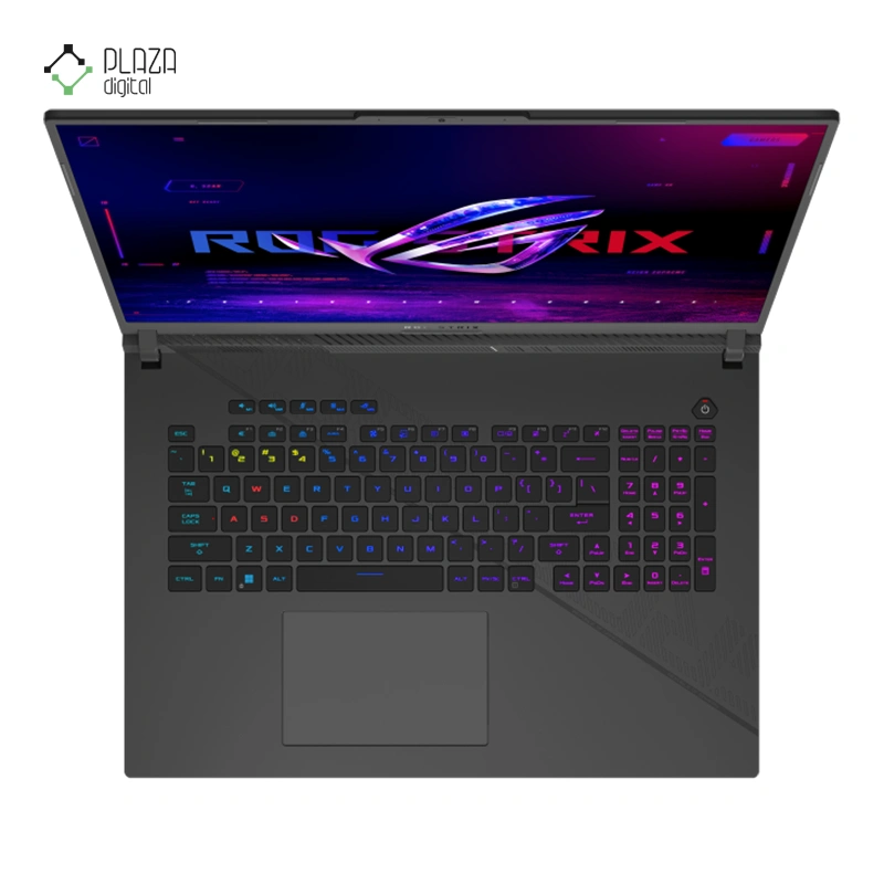 نمای کیبورد لپ تاپ ایسوس 18 اینچی مدل ROG Strix G18 G814JVR i9 14900HX 32GB 1TB RTX4060 پلازا دیجیتال