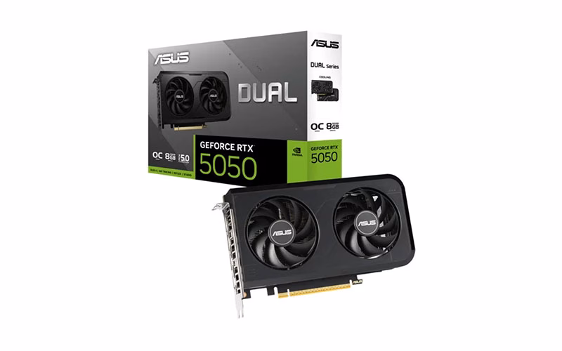 بهترین کارت گرافیک بالای 50 میلیون تومان 7 کارت گرافیک ایسوس مدل Dual GeForce RTX 5050 8GB GDDR6 OC Edition حافظه 8 گیگابایت