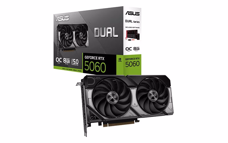 بهترین کارت گرافیک بالای 50 میلیون تومان 11 کارت گرافیک ایسوس مدل Dual GeForce RTX 5060 8GB GDDR7 OC Edition حافظه 8 گیگابایت