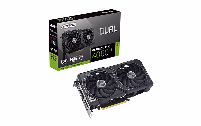 بهترین کارت گرافیک بالای 50 میلیون تومان 9 کارت گرافیک ایسوس مدل Dual RTX 4060 Ti O8G GDDR6 حافظه 8 گیگابایت
