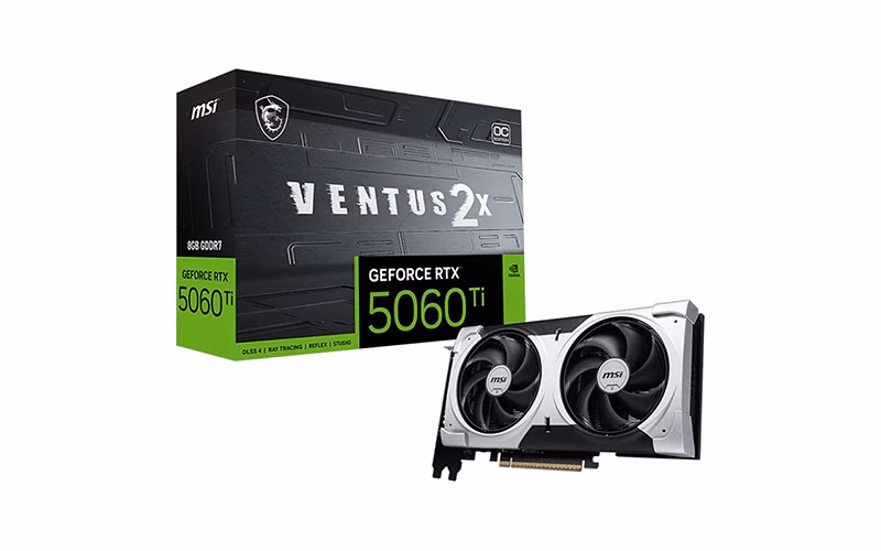 بهترین کارت گرافیک بالای 50 میلیون تومان 13 کارت گرافیک ام اس آی مدل GeForce RTX 5060 Ti 8G VENTUS 2X OC PLUS حافظه 8 گیگابایت