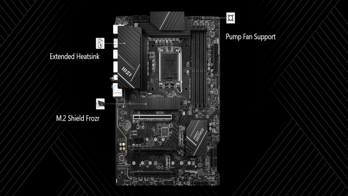 نمای خنک‌کننده مادربرد PRO Z790-P WIFI DDR4