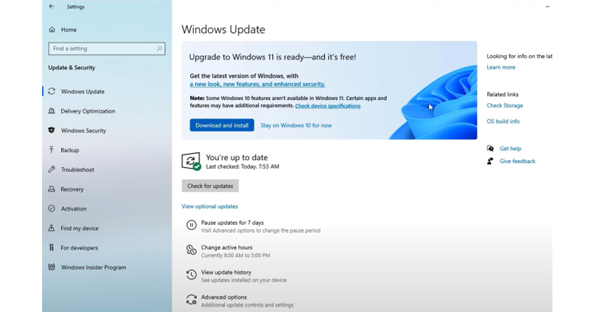 آموزش نصب ویندوز ۱۱ طریق به‌روزرسانی ویندوز (Windows Update)