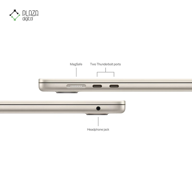 درگاه های لپ تاپ اپل 15 اینچی مدل مک بوک ایر MRYR3 M3 2024 8GB 256GB پلازا دیجیتال