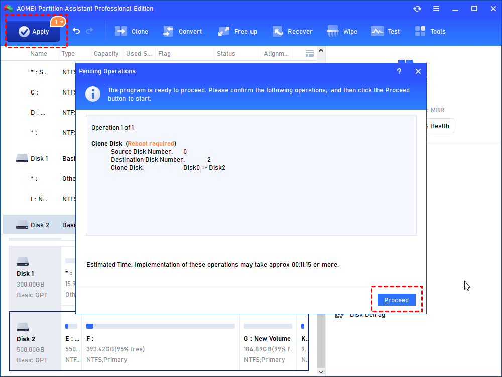 apply proceed clone system disk quick