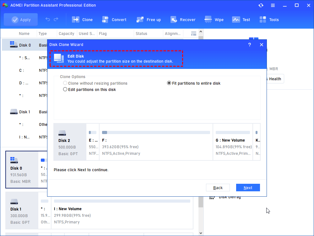 clone system disk fit partitions