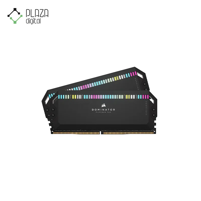 نمای کلی رم دسکتاپ ddr5 دو کاناله 6800 مگاهرتز cl40 کورسیر مدل dominator platinum rgb ظرفیت 64 گیگابایت