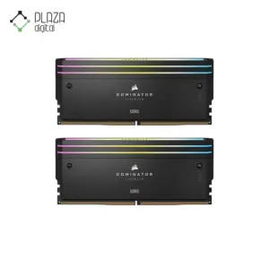 نمای اصلی رم دسکتاپ ddr5 دو کاناله 6000 مگاهرتز cl30 کورسیر مدل dominator titanium rgb ظرفیت 32 گیگابایت