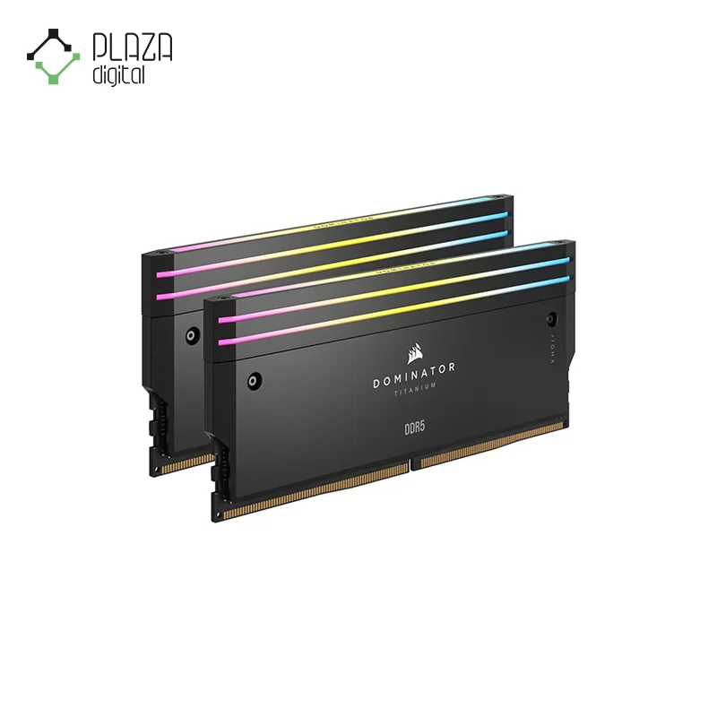 نمای راست رم دسکتاپ ddr5 دو کاناله 7200 مگاهرتز cl36 کورسیر مدل dominator titanium rgb ظرفیت 48 گیگابایت