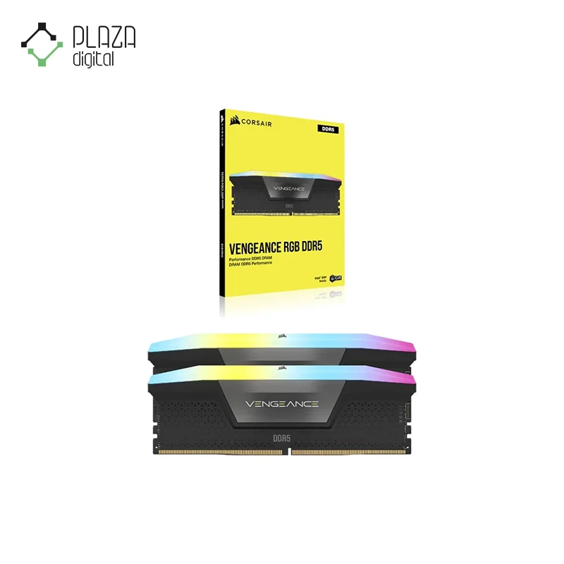 نمای جعبه رم دسکتاپ ddr5 دو کاناله 7000 مگاهرتز cl40 کورسیر مدل vengeance rgb ظرفیت 32 گیگابایت