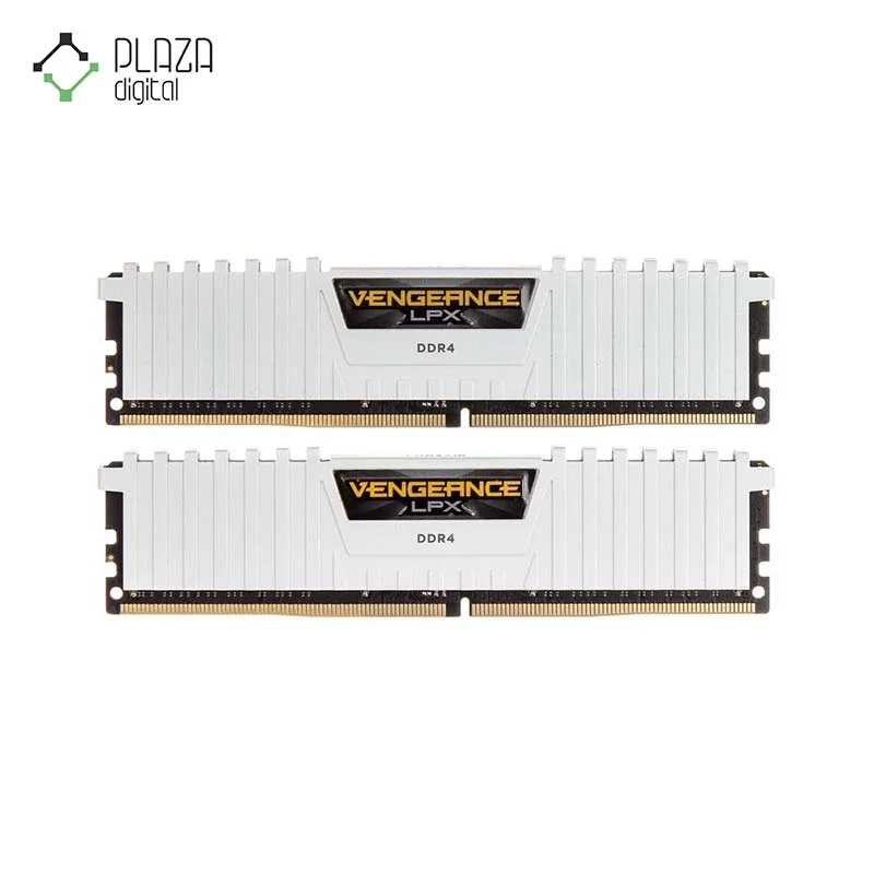 نمای رو به رو رم دسکتاپ DDR4 دو کاناله 3200 مگاهرتز کورسیر CL16 مدل Vengeance LPX White ظرفیت 16 گیگابایت