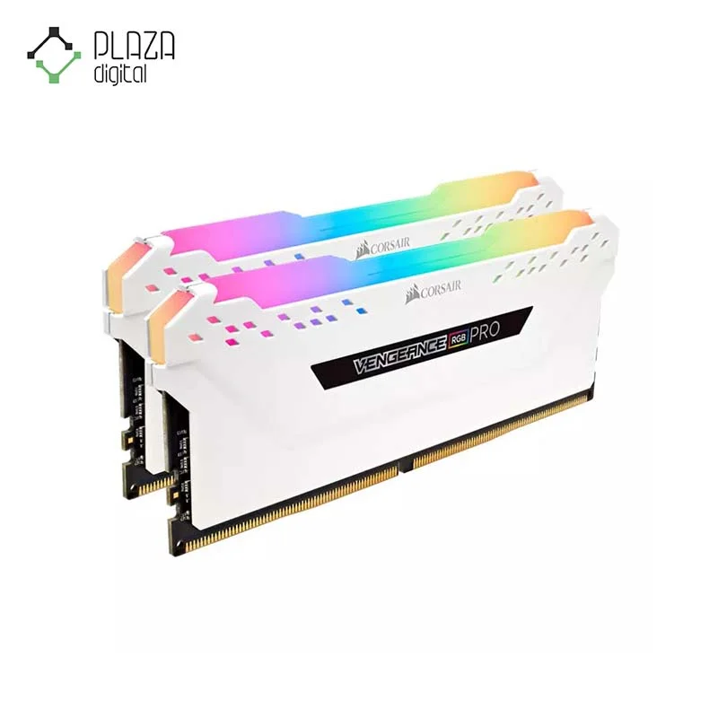 نمای کناری رم دسکتاپ DDR4 دو کاناله 3200 مگاهرتز کورسیر CL16 مدل VENGEANCE RGB PRO White ظرفیت 16 گیگابایت