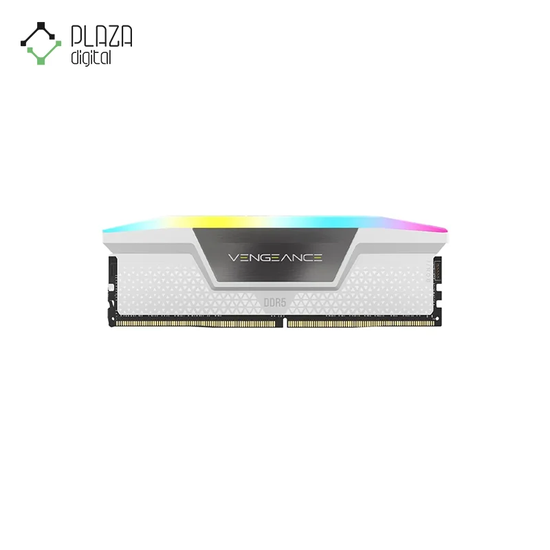 نمای کلی رم دسکتاپ ddr5 دو کاناله 6000 مگاهرتز cl40 کورسیر مدل vengeance rgb white ظرفیت 64 گیگابایت