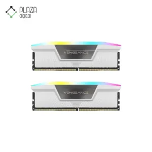 نمای اصلی رم دسکتاپ ddr5 دو کاناله 6000 مگاهرتز cl40 کورسیر مدل vengeance rgb white ظرفیت 64 گیگابایت