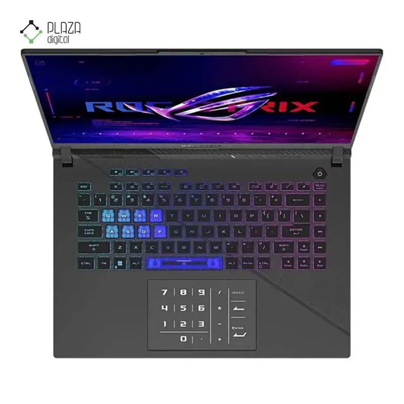 نمای کیبورد لپ تاپ ایسوس 16 اینچی مدل ROG Strix G16 G614JZR i9 14900HX 32GB 1TB SSD RTX 4080 پلازا دیجیتال