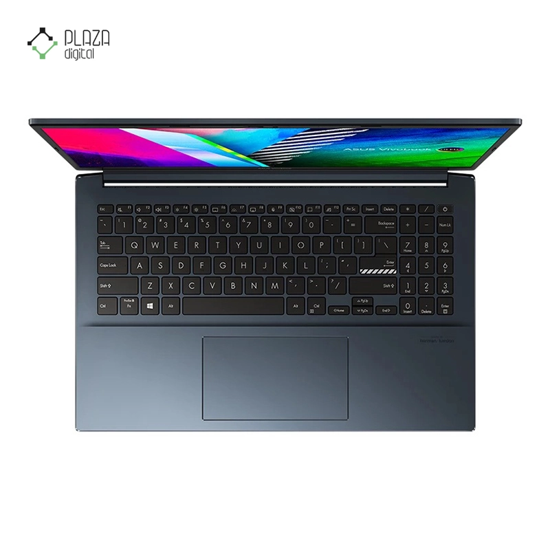 نمای صفحه کلید نمای سمت راست نمای رو به رو لپ تاپ ایسوس 15.6 اینچی مدل VivoBook Pro OLED M3500QC R7 5800H 16GB 1TB SSD RTX 3050 پلازا دیجیتال