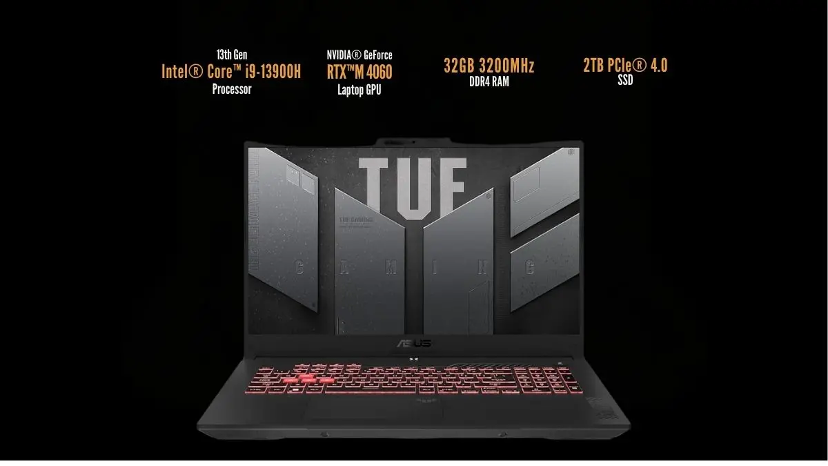 لپ تاپ ایسوس 17.3 اینچی مدل TUF Gaming F17 FX707VV4-I i9 13900H 32GB 2TB SSD RTX4060