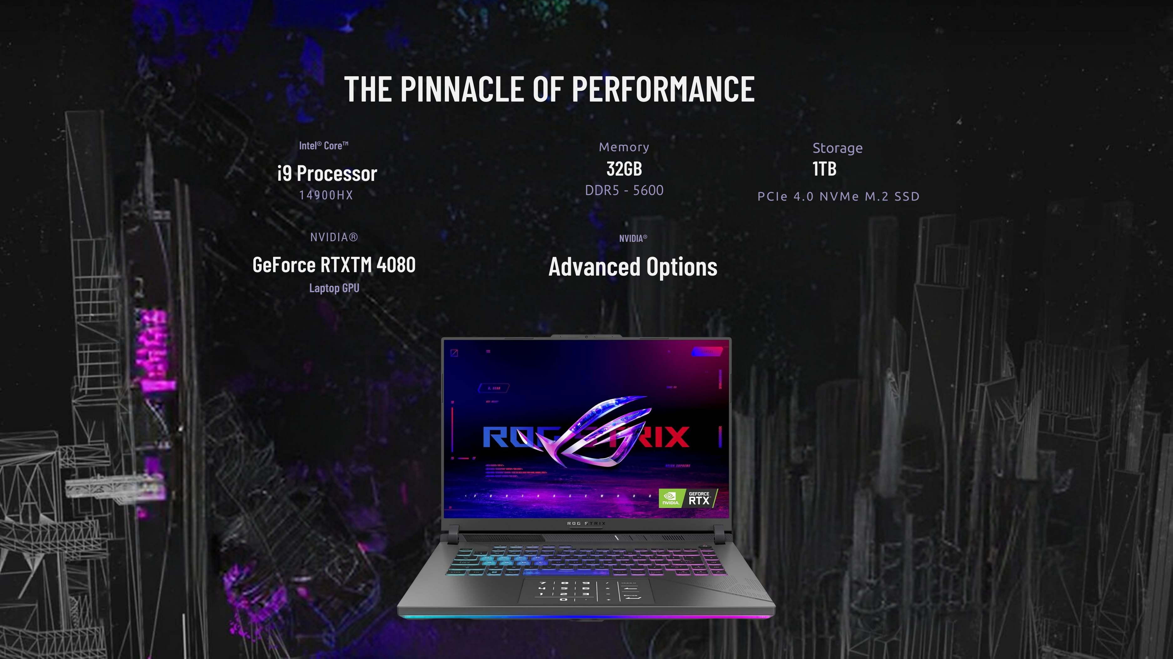 لپ تاپ ایسوس 16 اینچی مدل ROG Strix G16 G614JZR i9 14900HX 32GB 1TB SSD RTX4080