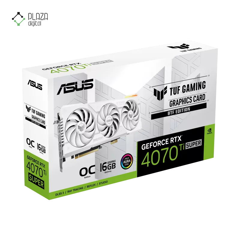 کارت گرافیک ایسوس مدل TUF Gaming GeForce RTX 4070 Ti SUPER BTF White OC Edition 16GB GDDR6X حافظه 16 گیگابایت - پلازا دیجیتال