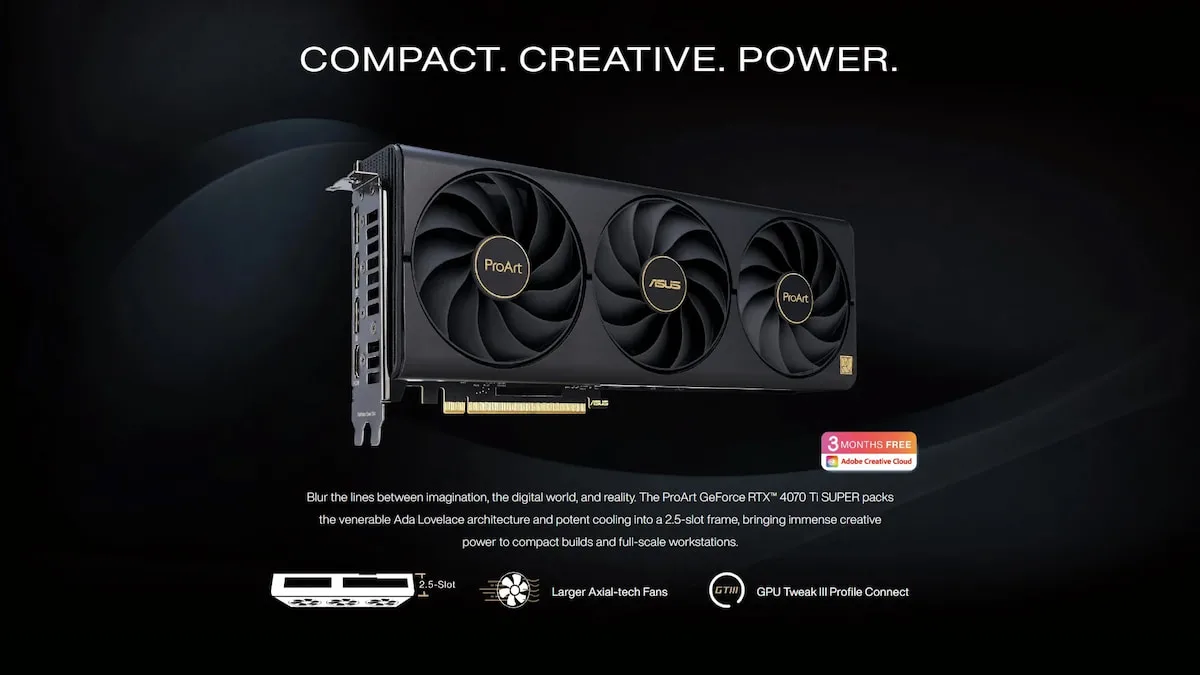 کارت گرافیک ایسوس مدل ProArt GeForce RTX 4070 SUPER 12GB GDDR6X OC Edition حافظه 12 گیگابایت