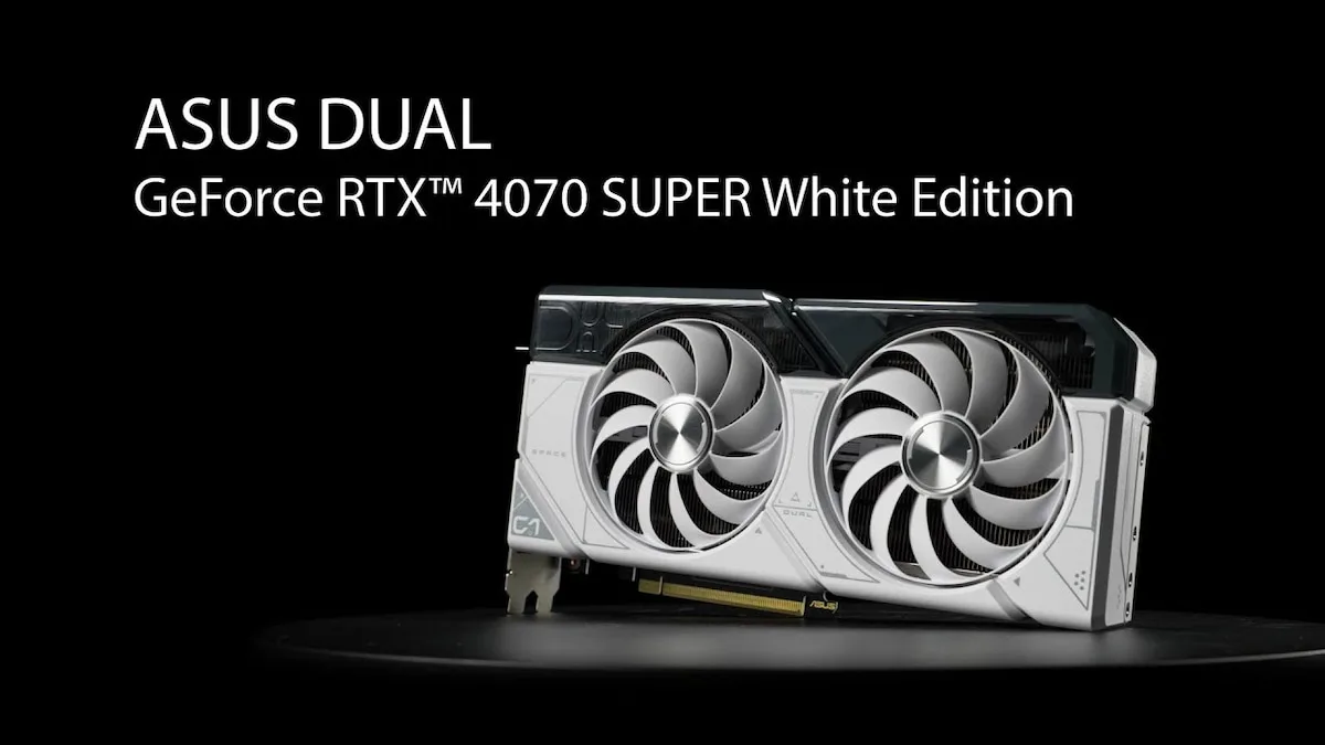 کارت گرافیک ایسوس مدل Dual GeForce RTX 4070 SUPER White OC Edition 12GB GDDR6X حافظه 12 گیگابایت