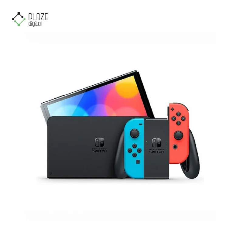 نمای کلی کنسول بازی نینتندو مدل nintendo switch oled neon blue and neon red