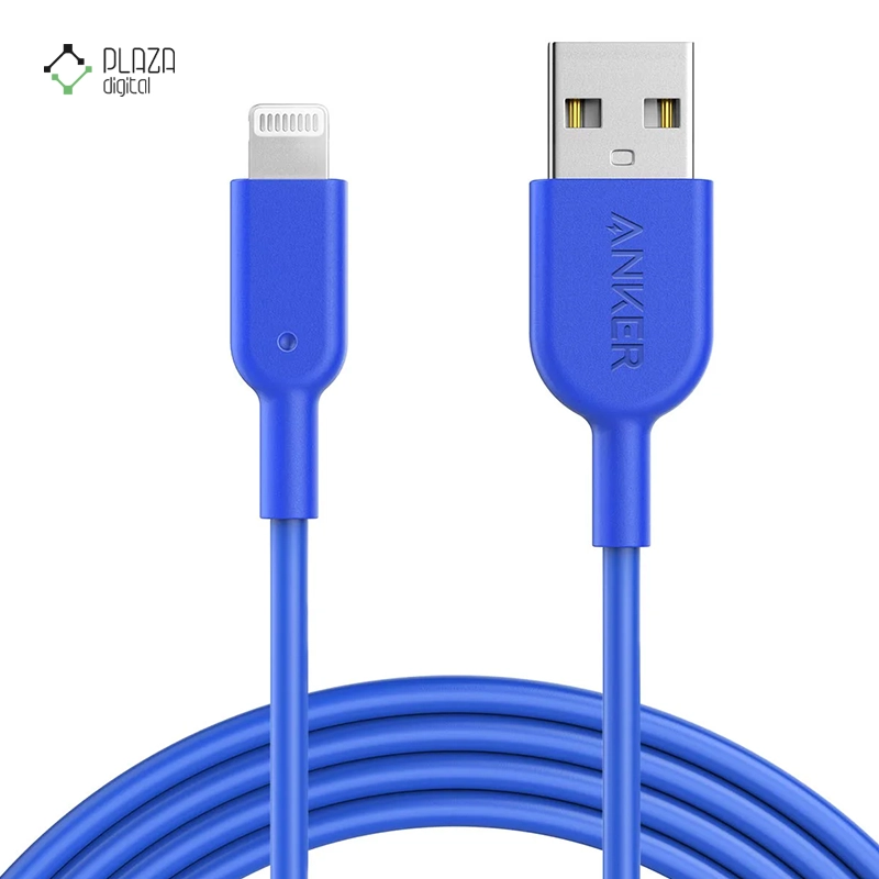 کابل تبدیل USB به لایتنینگ انکر 321 PowerLine II مدل A8433 طول 180 سانتی متر آبی پلازا دیجیتال