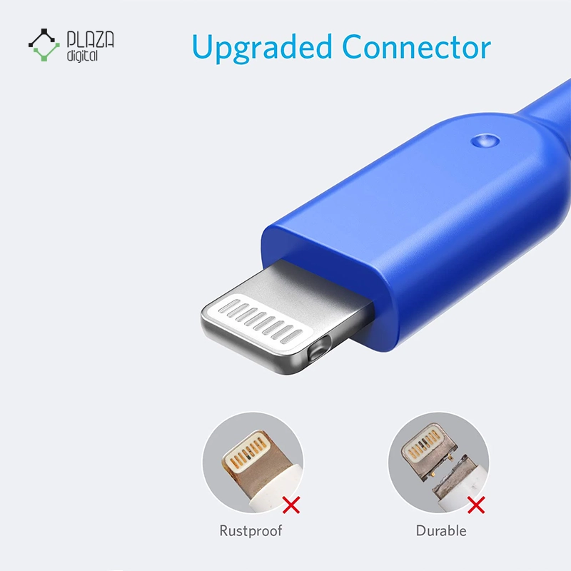 کابل تبدیل USB به لایتنینگ انکر 321 PowerLine II مدل A8433 طول 180 سانتی متر آبی پلازا دیجیتال